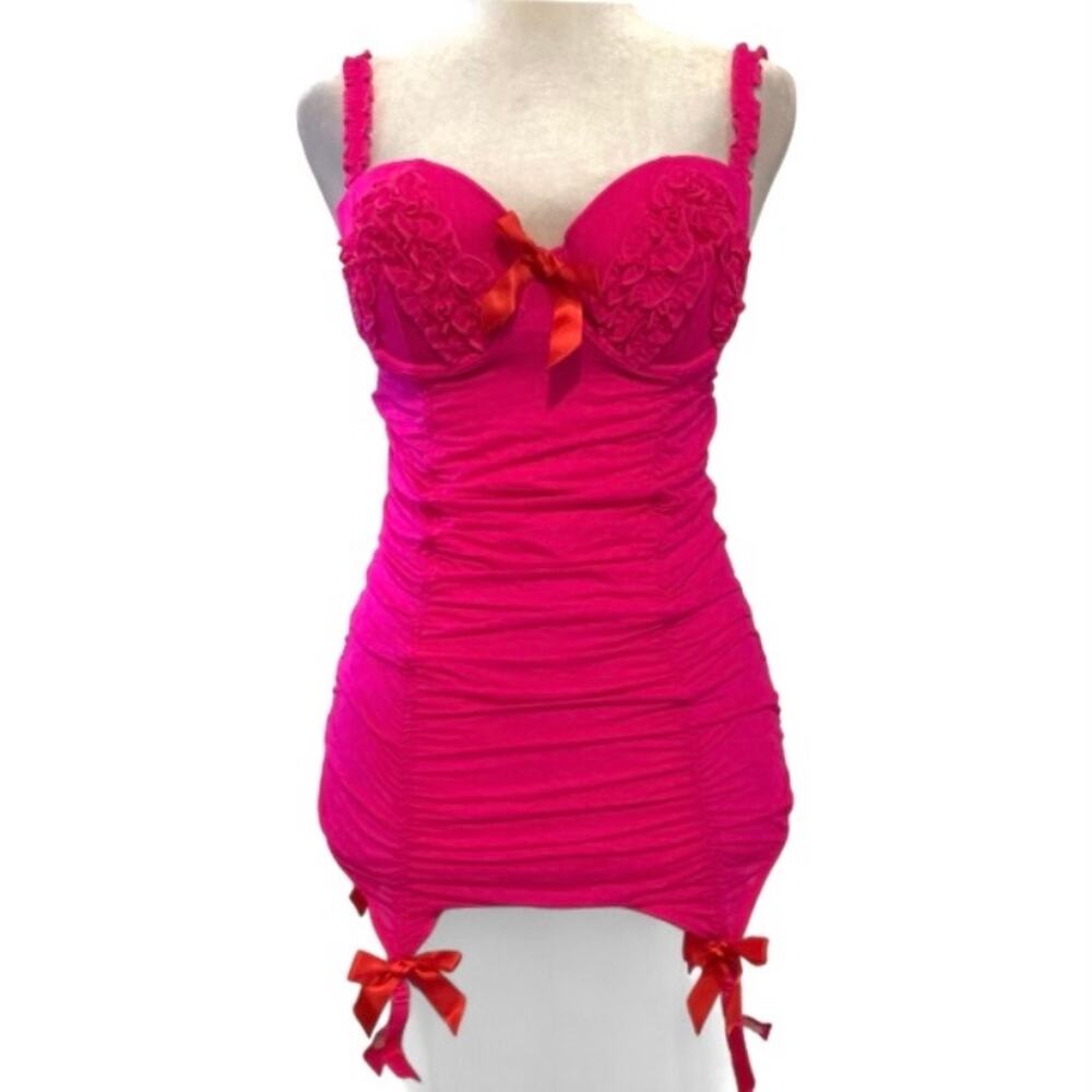 Victoria’s Secret Sexy Little Things Pink Ruched Garter Slip 36C M